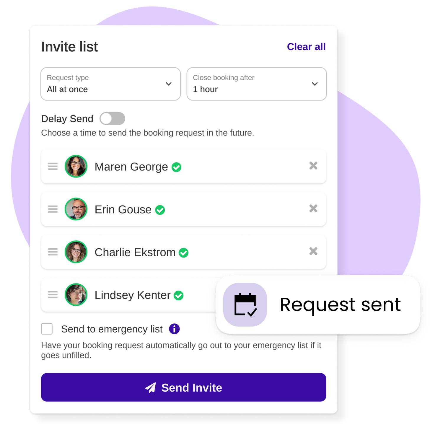 ClassCover Ireland — invite list with booking confirmation